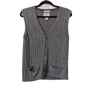 Jos A Bank 1905 Sweater Vest Gray Button Down Large Merino Wool Silk Italy